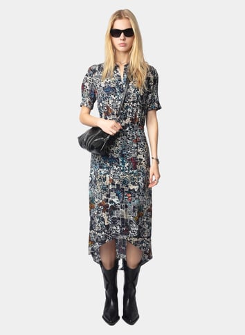 Robe midi imprimée à manches courtes ZADIG&VOLTAIRE Bleu